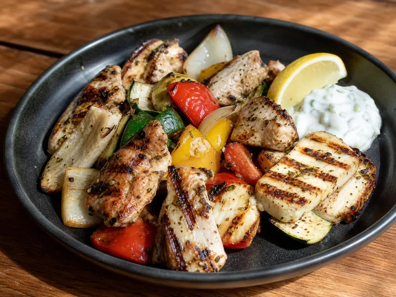 Danie Grillowany kurczak z halloumi