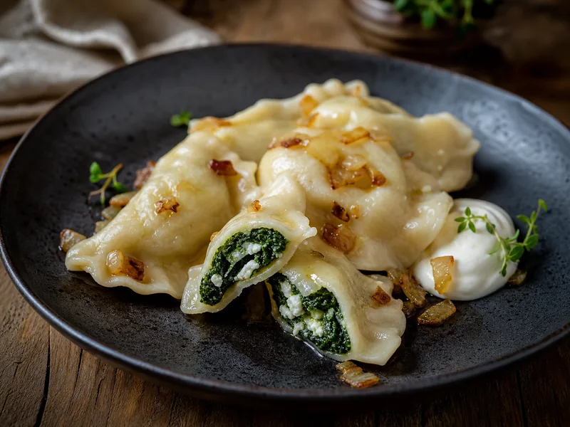 Danie Pierogi ze szpinakiem