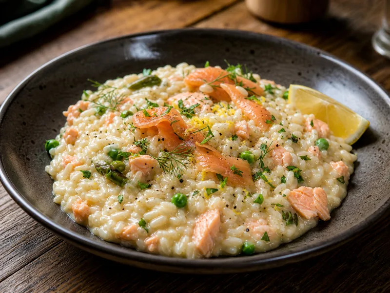 Danie Risotto z łososiem